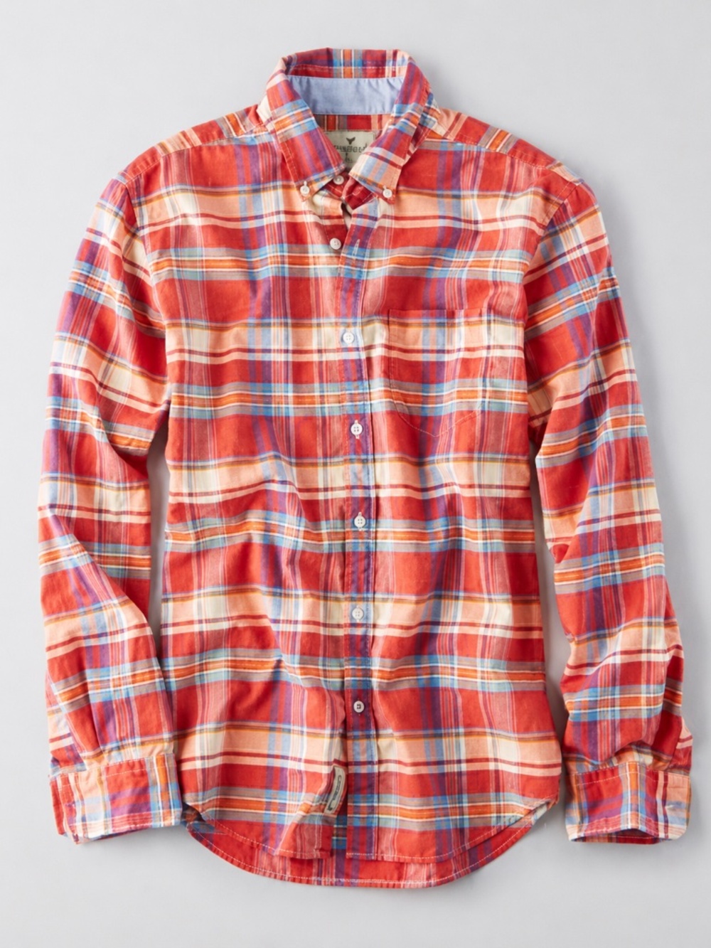 American Eagle Outfitters Classic Madras Plaid Button Down Oxford Shirt